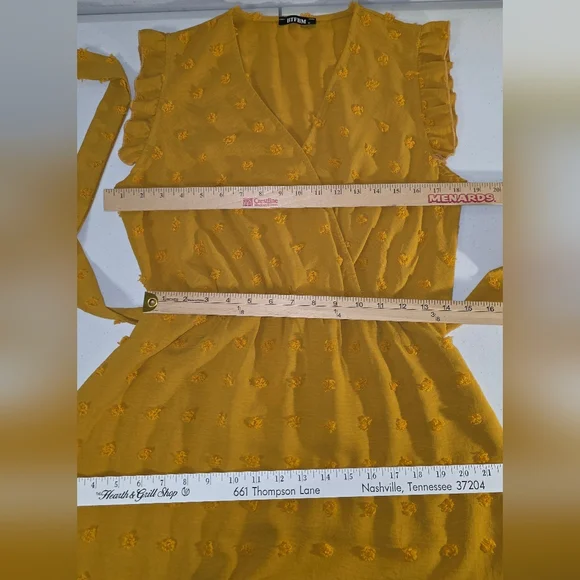 BTFBM Women's 2023 Summer Wrap V Neck Dress Ruffle Sleeve Swiss Dot Boho Sz M - Picture 10 of 16